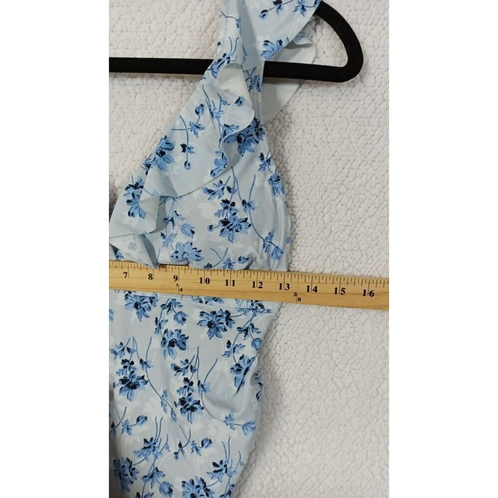 A PEA IN THE POD Maternity One Piece Swimsuit Small Blue Floral NEW Ruffle Beach - Picture 8 of 13